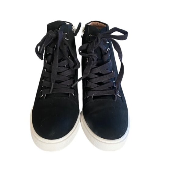 Linea Paola Brenna Black Suede Wedge Bootie 6.5 - Picture 3 of 9